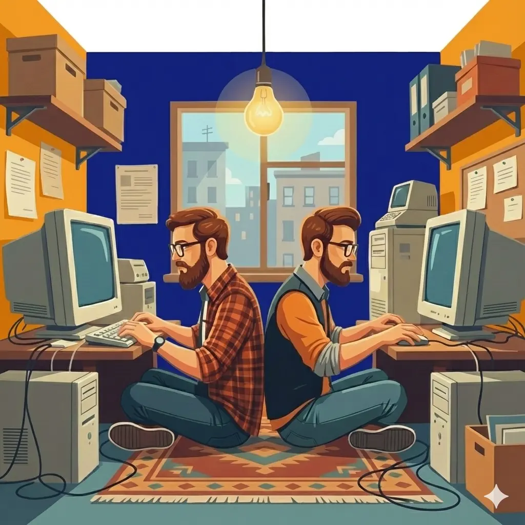 Two guys in a garage